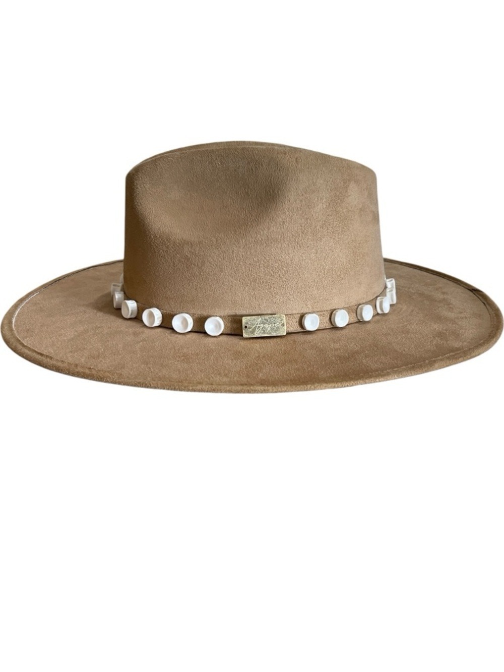 Agape Hats Suede Cowboy Style Straight Brim Hat Water Resistant SZ M Tan